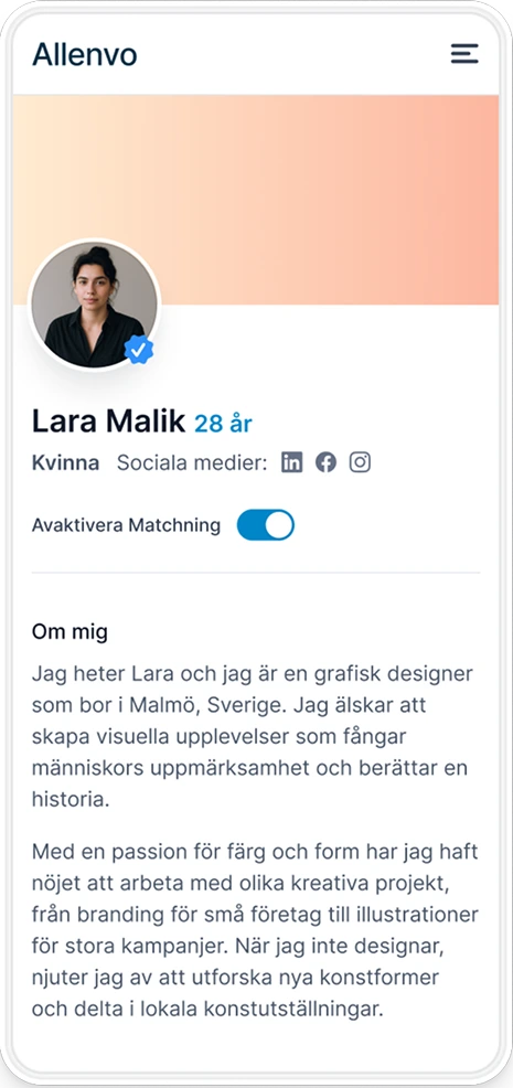 Candidate profile mobile view
